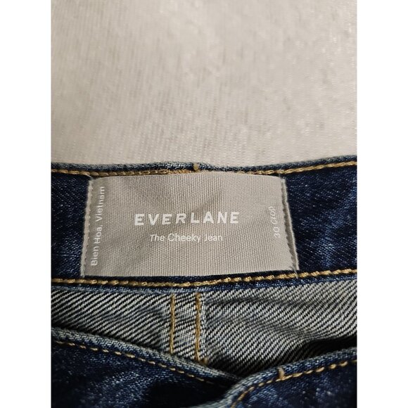 Everlane Size 30 The 90's Cheeky Button-fly Distressed Crop Ankle Jean Med Wash - Picture 5 of 8